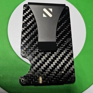 Ridge Carbon Fiber Minimalist Slim RFID Blocking Wallet with Money Clip Black